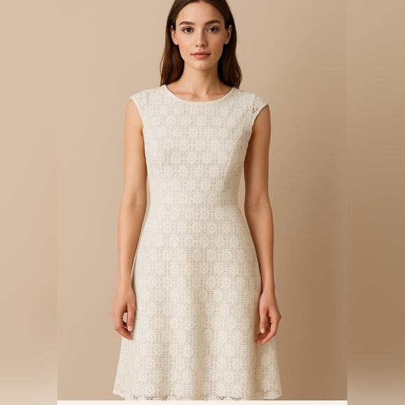 Albert Nipon Ivory Lace Dress Sz 8 Albert Nipon - Picture 1 of 13